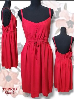 Torrid Red Sleeveless Tie-Waist Sundress - Size 2